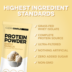 Protein Powder: Simply Vanilla (10 Single Serving Stick Packs)
